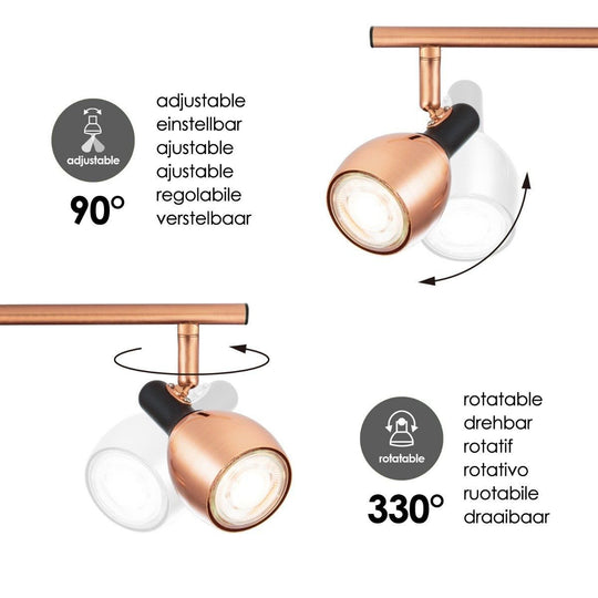 Home Sweet Home LED Opbouwspot Novi 3 - incl. dimbare LED lamp - Koper