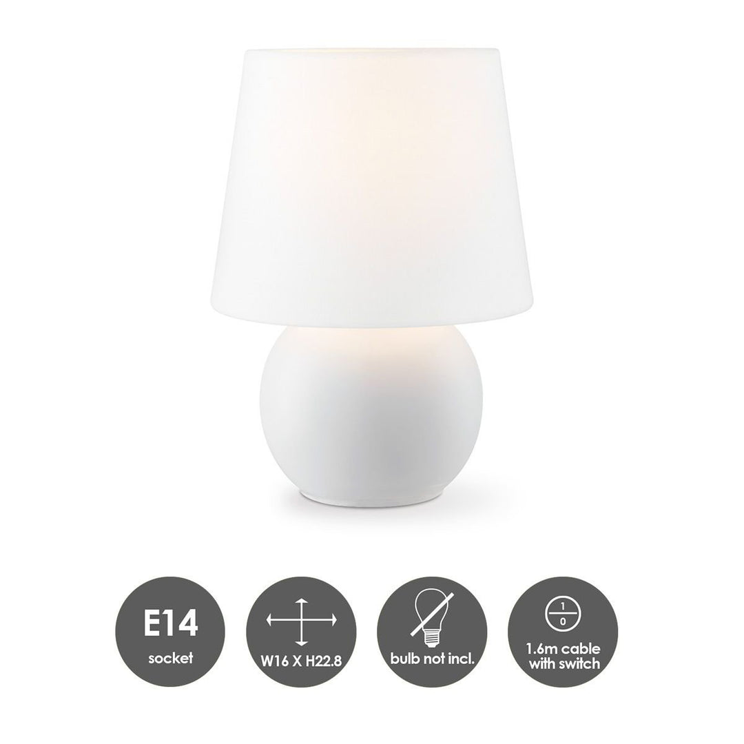 Home Sweet Home Moderne Tafellamp Isla - wit - 16/16/23cm - Bedlampje