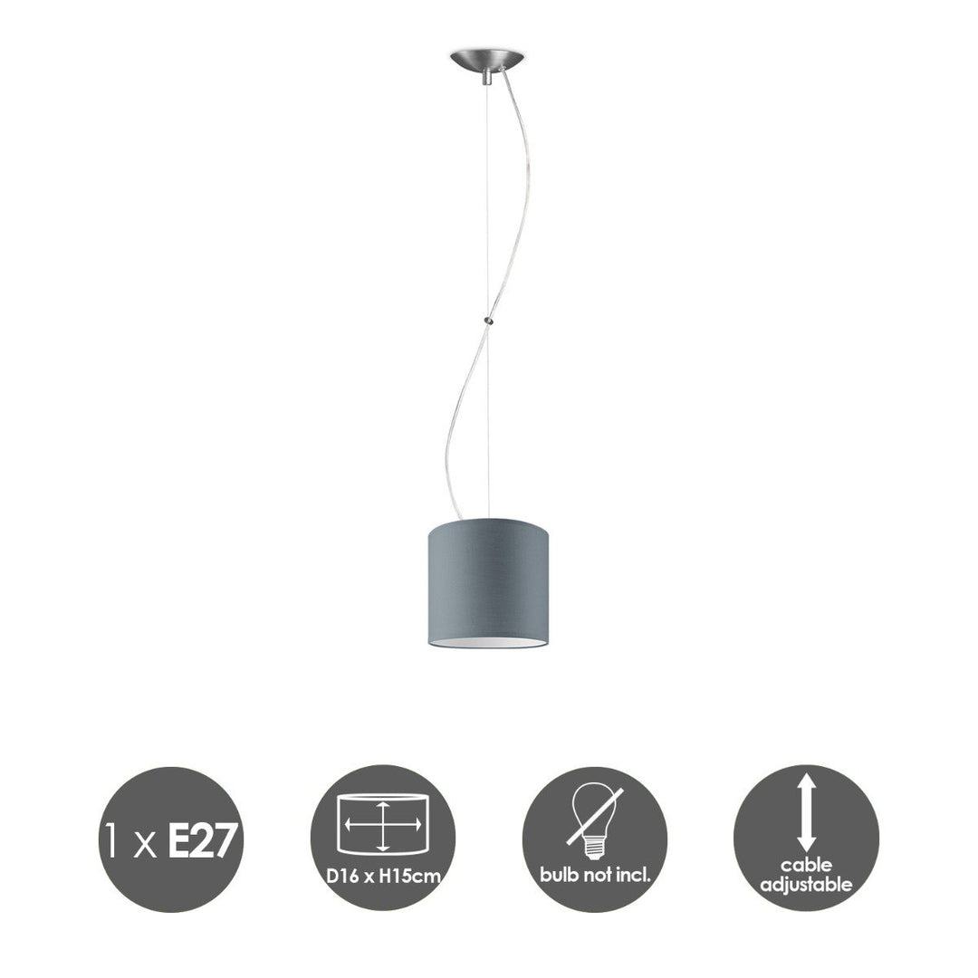 Home Sweet Home hanglamp Deluxe met lampenkap, E27, grijs, 16cm