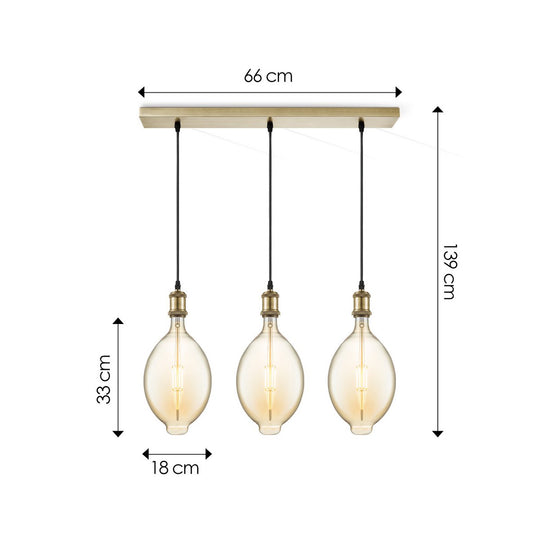 Home Sweet Home hanglamp vintage Ovaal LED 3L G125 dimbaar E27 amber