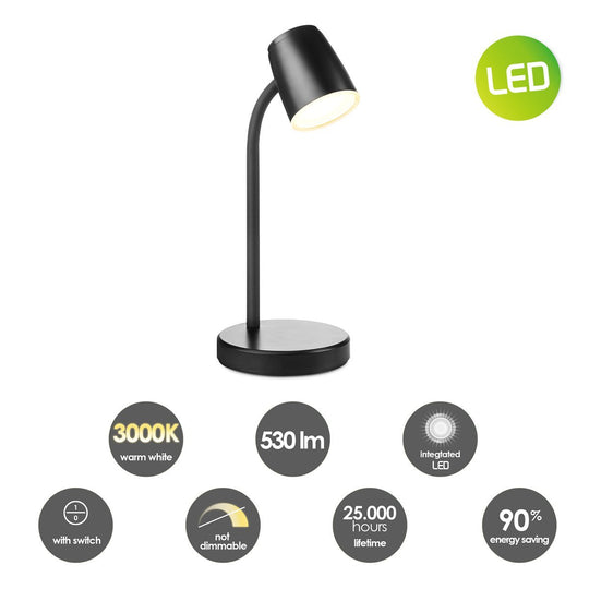 Home Sweet Home - Elbo Led Bureaulamp 4W Zwart - Verstelbare