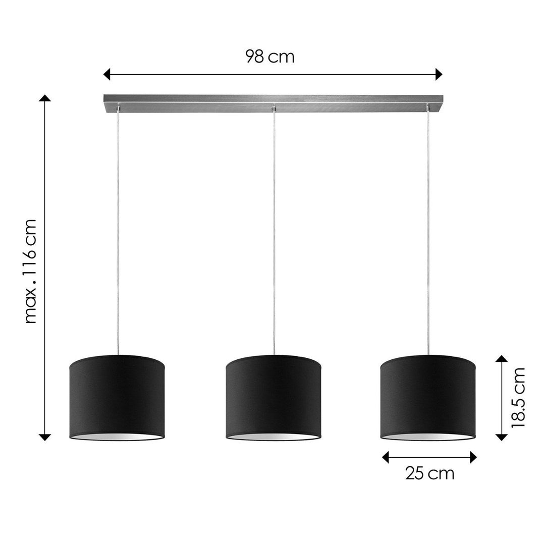 Home Sweet Home hanglamp Beam 3L, E27, zwart Lampenkap, 25cm