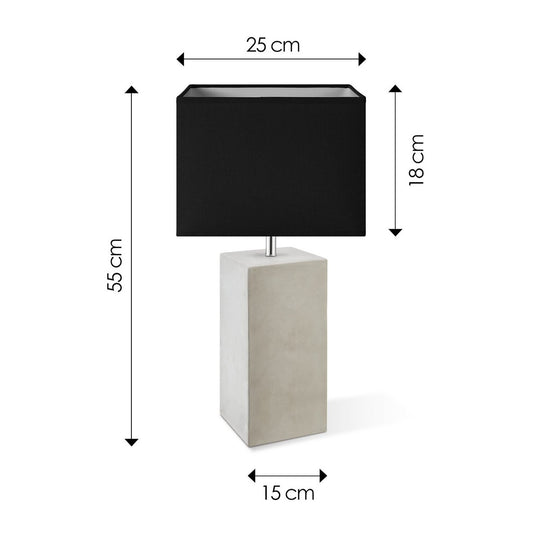 Home Sweet Home Tafellamp Block - Pillar Beton Voet Lampenkap zwart