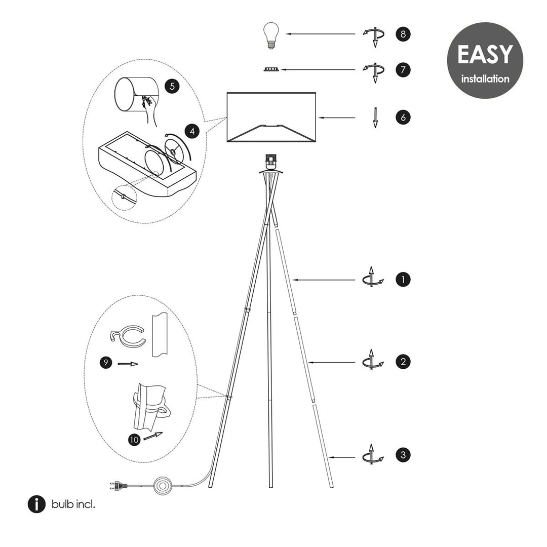 Home Sweet Home Moderne Vloerlamp - Lampenkap  Wit - 53x53x138