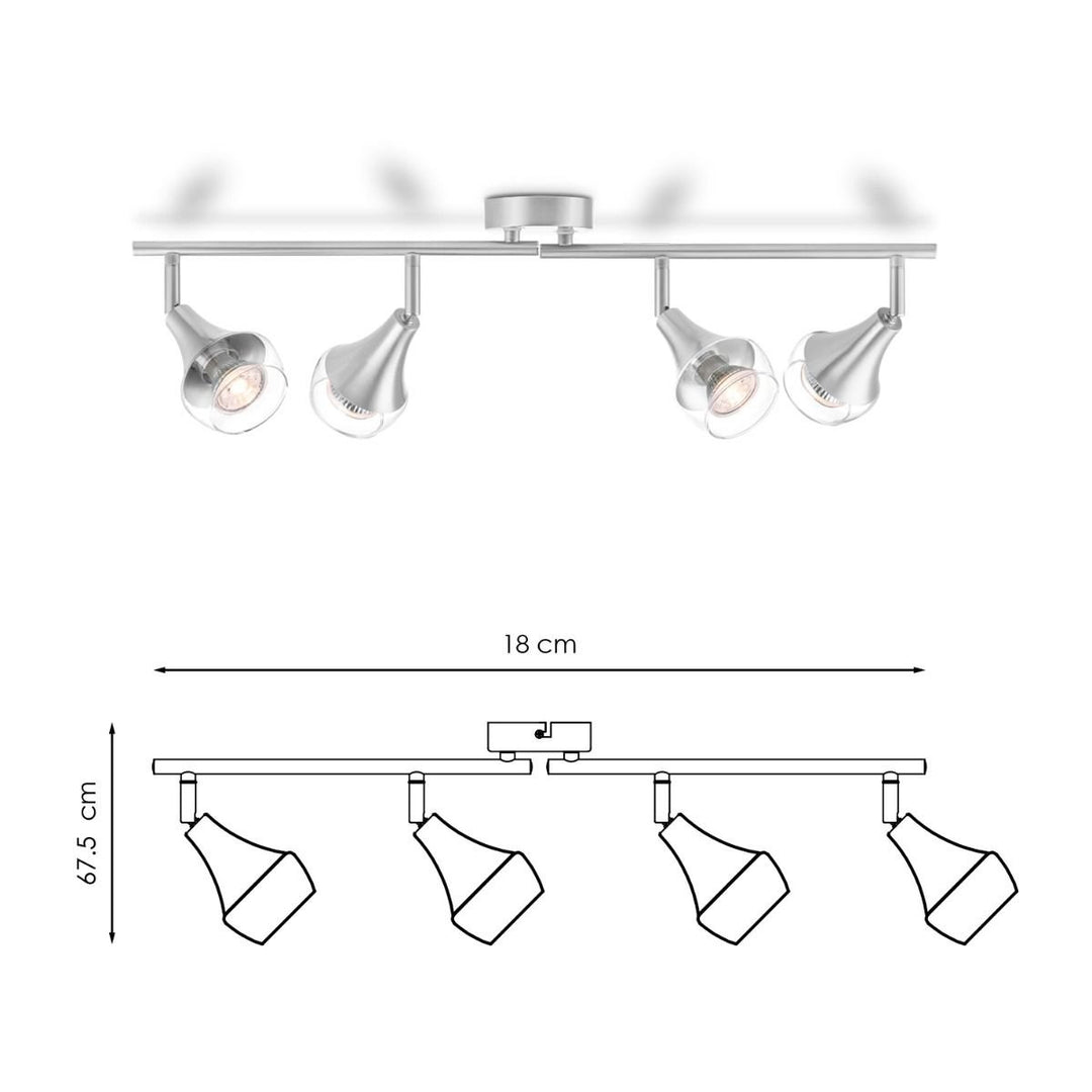 Home Sweet Home LED Opbouwspot Vaya 4 - incl. dimbare LED lamp - staal