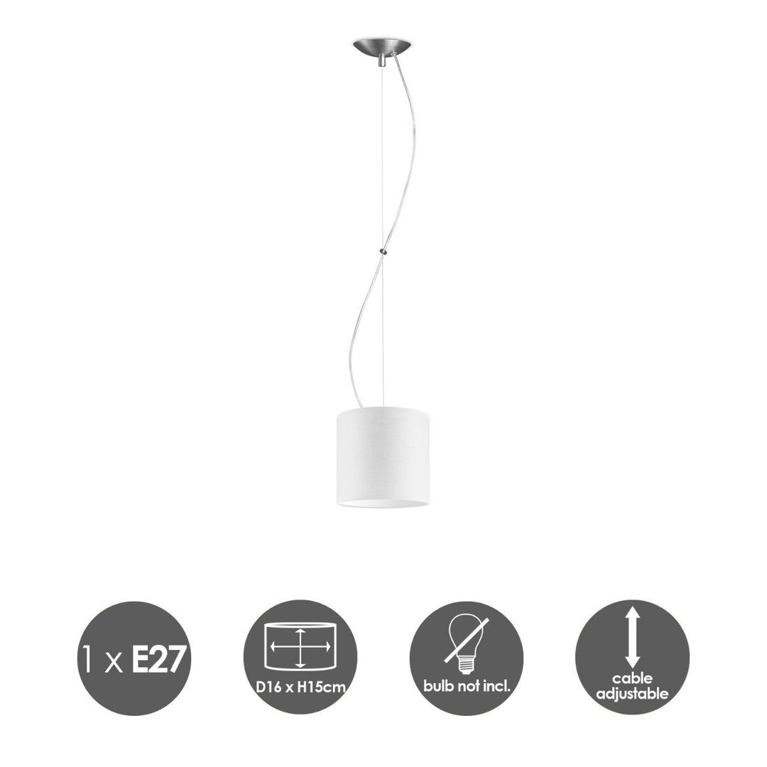 Home Sweet Home hanglamp Deluxe met lampenkap, E27, wit, 16cm