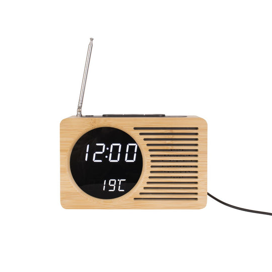 Wekker Retro Radio Bamboe