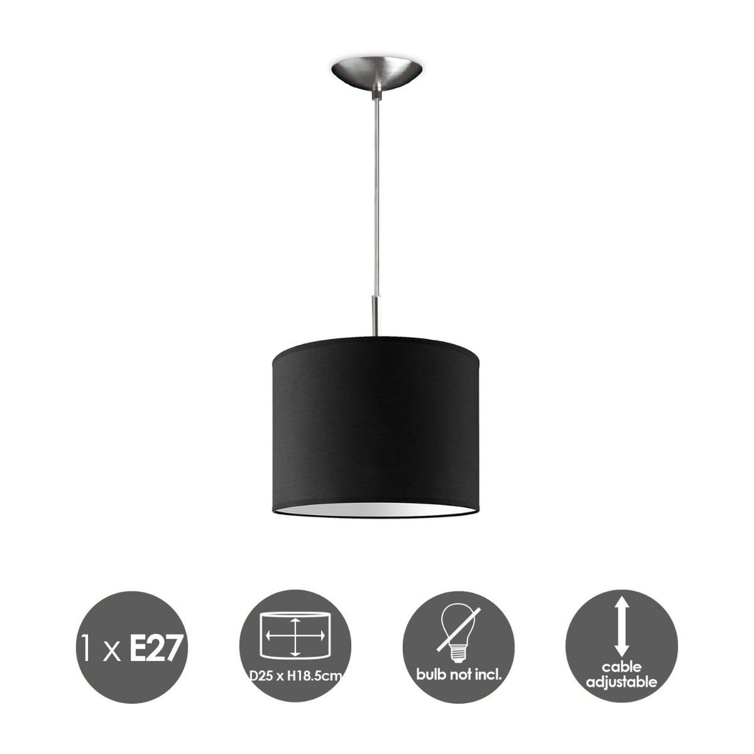 Home Sweet Home hanglamp Tube Deluxe, E27, zwart, 25cm