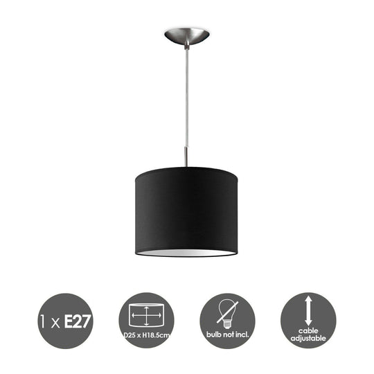 Home Sweet Home hanglamp Tube Deluxe, E27, zwart, 25cm