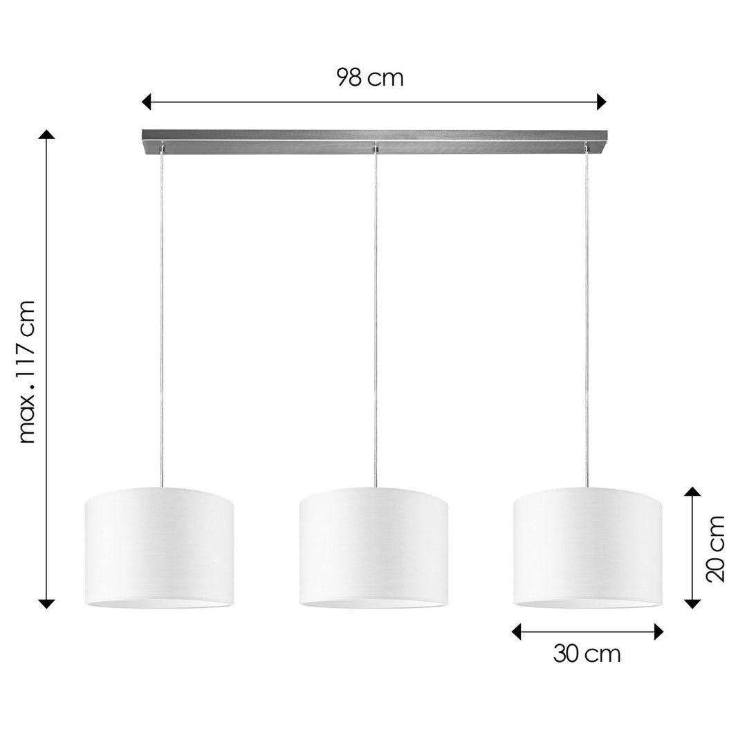 Home Sweet Home hanglamp Beam 3L, E27, wit Lampenkap, 30cm