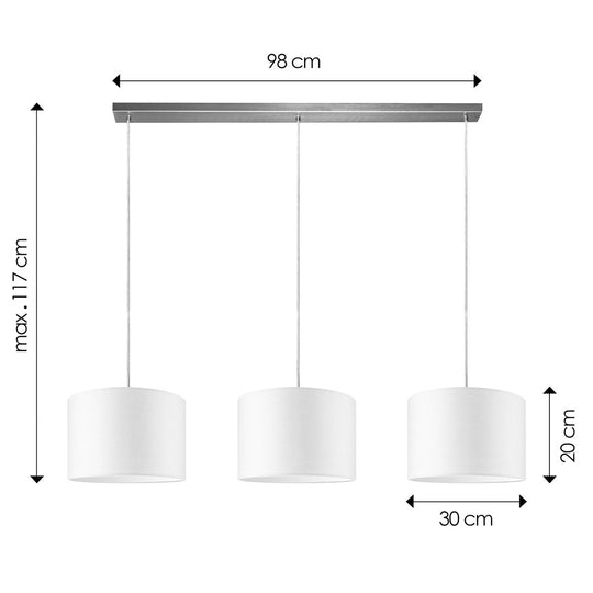 Home Sweet Home hanglamp Beam 3L, E27, wit Lampenkap, 30cm