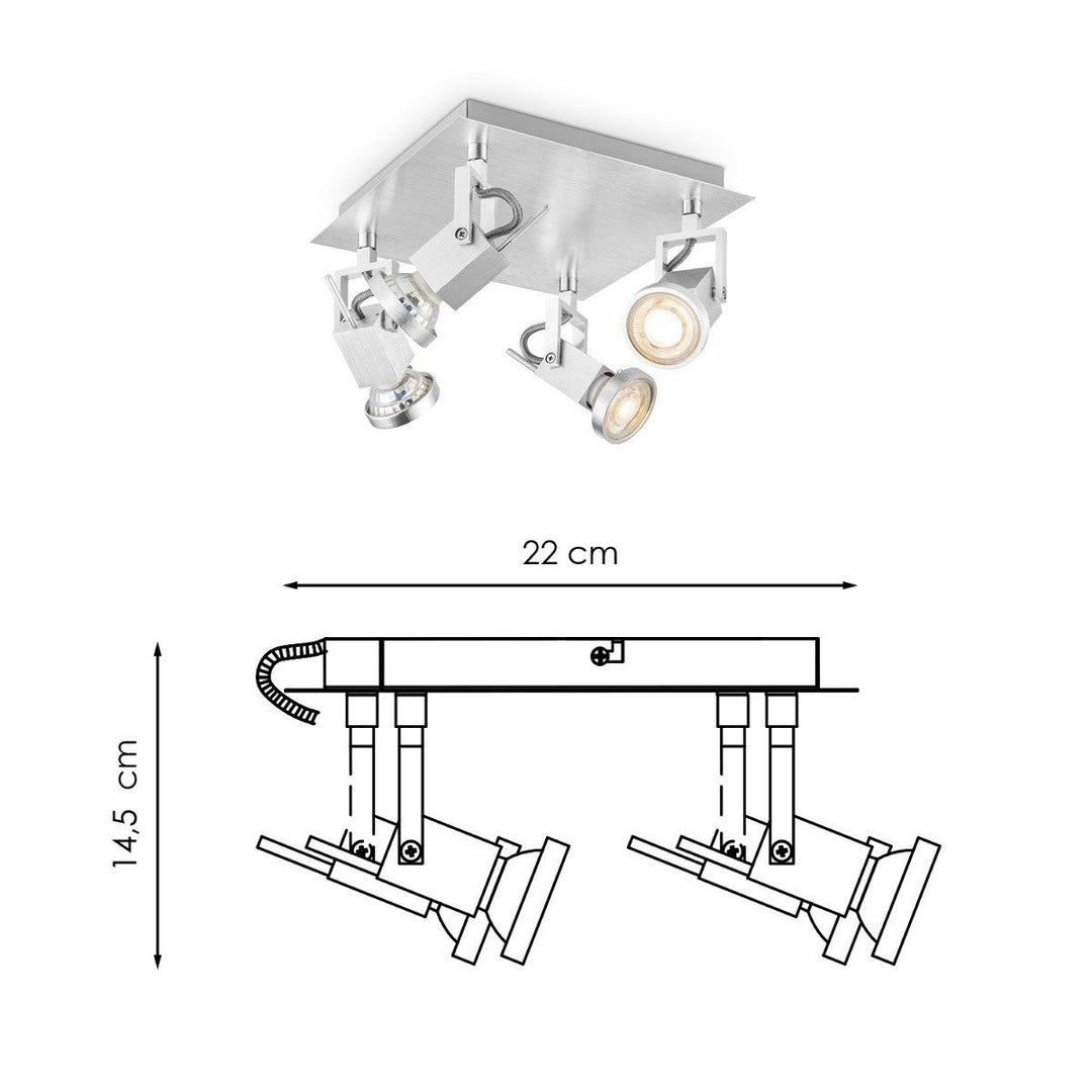 Home Sweet Home Opbouwspot Cali V4 - incl. dimbare LED-lamp - staal