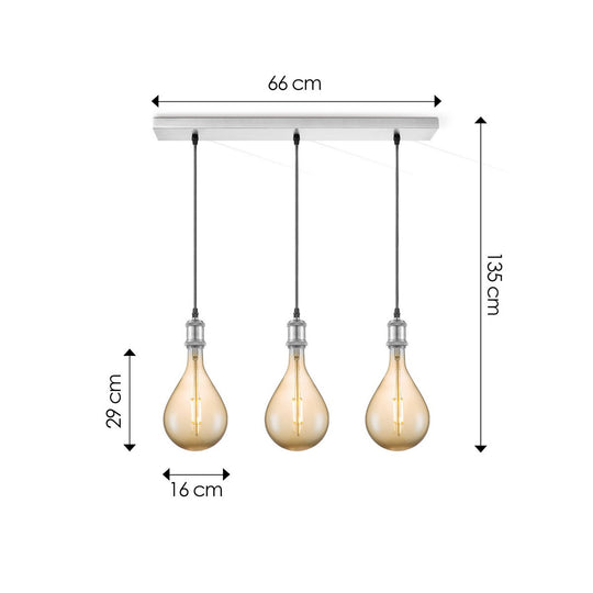 Home Sweet Home hanglamp chroom vintage Pear 3L G160 dimbaar E27 amber