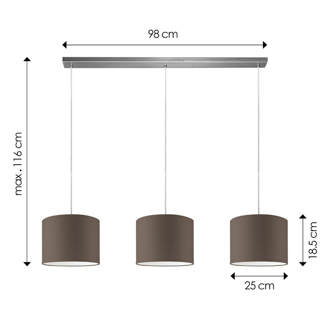 Home Sweet Home hanglamp Beam 3L, E27, taupe Lampenkap, 25cm