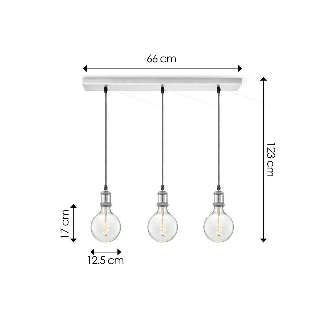 Home Sweet Home hanglamp chroom vintage LED 3L G125 dimbaar E27 helder