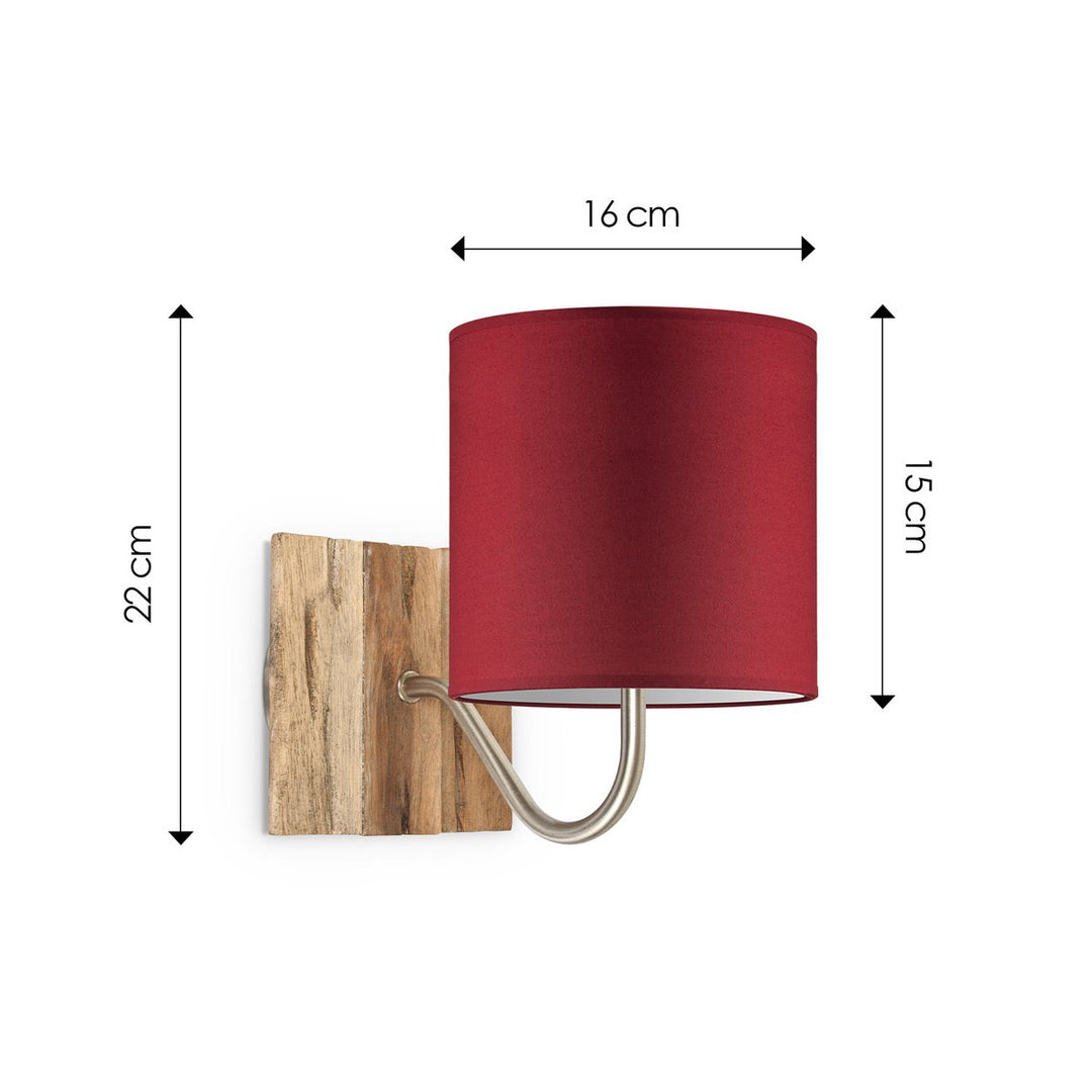 Home Sweet Home Wandlamp - Drift inclusief Lampenkap E27 rood 16x15cm