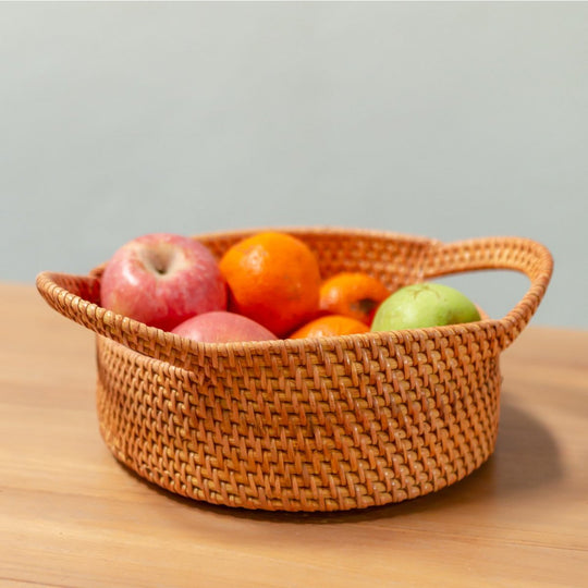 Kleine rotan opbergmand Decoratieve mand SUWARI (2 maten), geweldig als Breasmand of fruitschaal