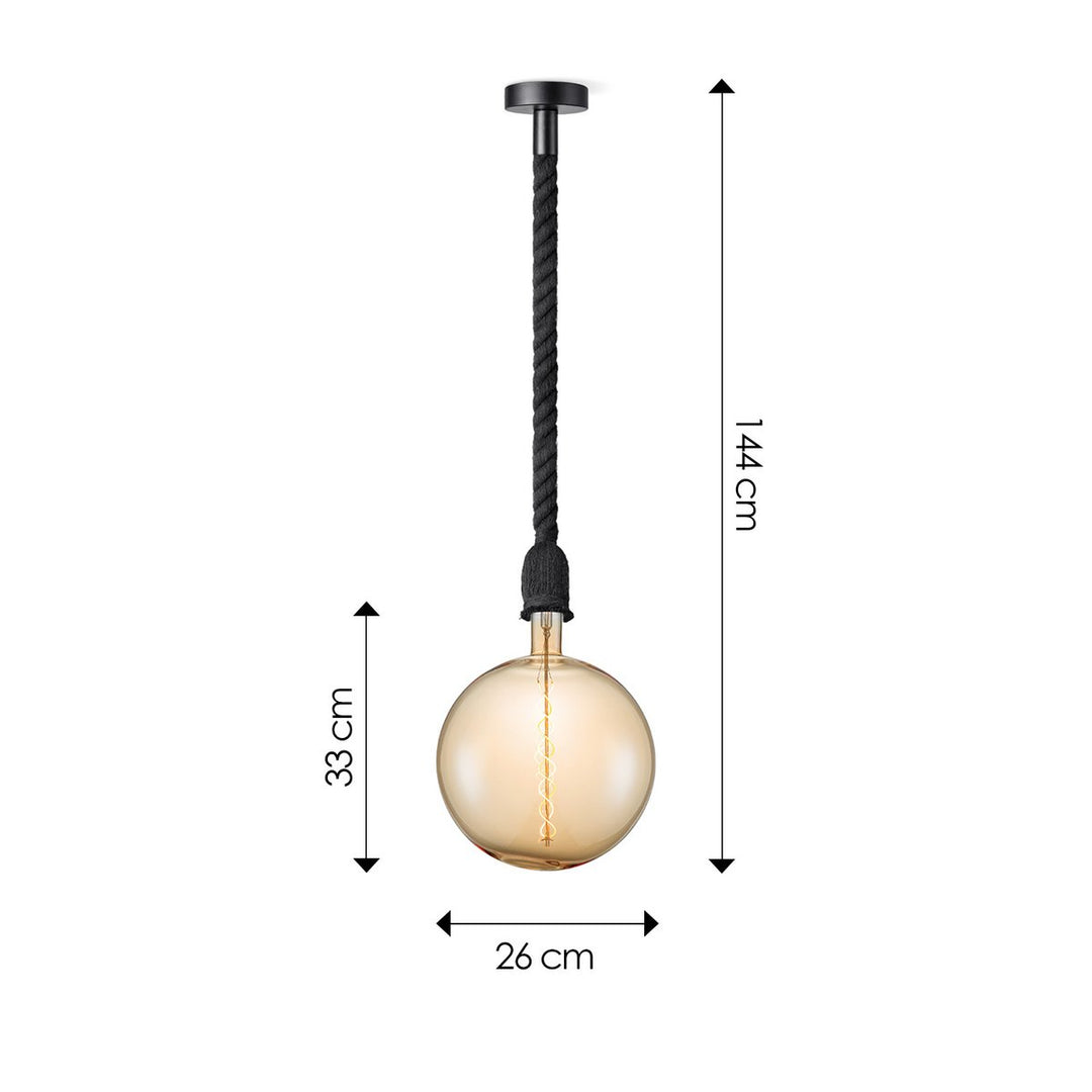 Home Sweet Home hanglamp zwart Leonardo Globe - - dimbaar E27 amber