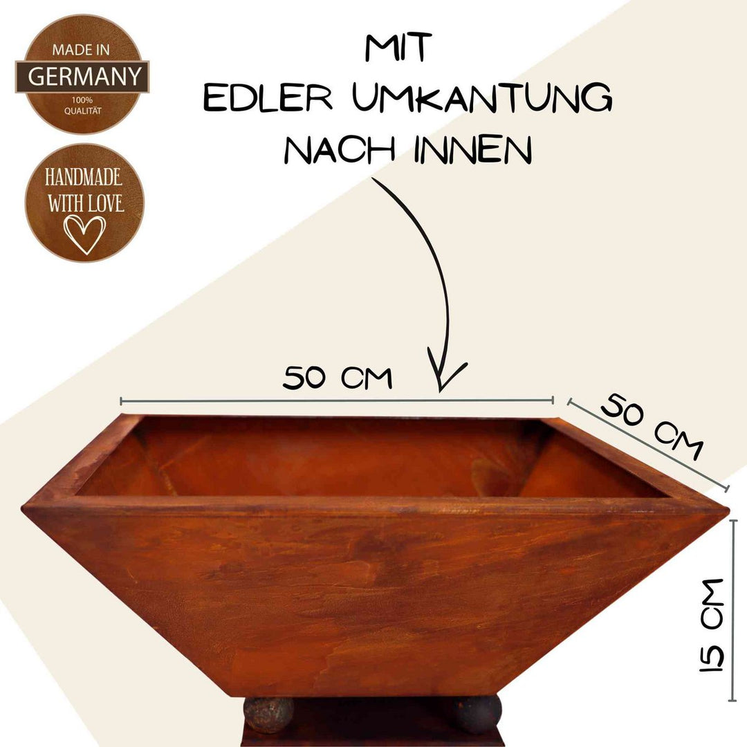 Patina zuil 1 m met scheuren en diverse schelpen | Roest decoratie plantenzuil