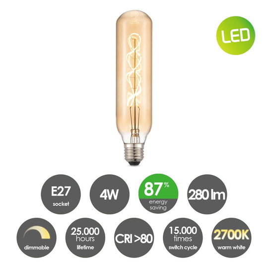 Home Sweet Home dimbare Led Tube Spiraal E27 4W 280Lm 2700K Amber