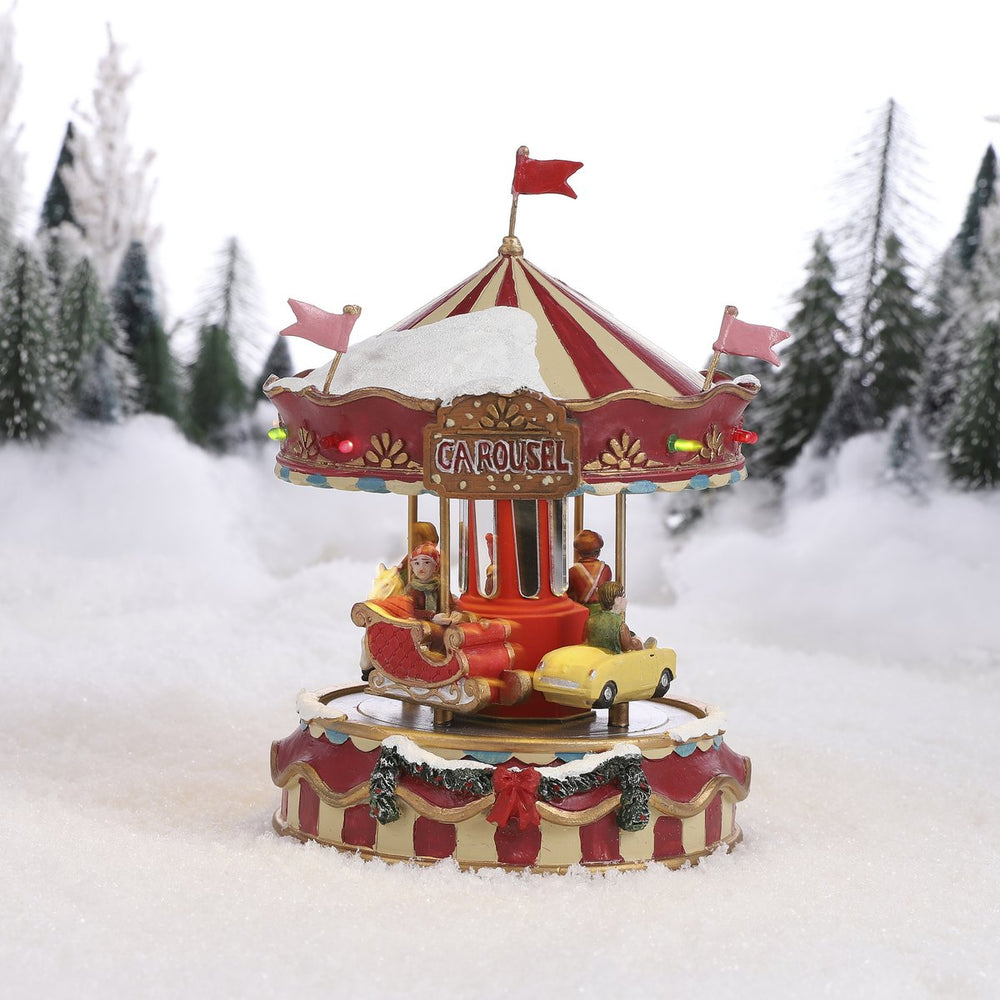 LuVille Kerstdorp Miniatuur Kleine Draaimolen - L13 x B13 x H18 cm