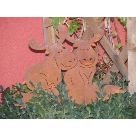 Kerstmis | Decoratieve eland | Tuinpaalfiguur in patina