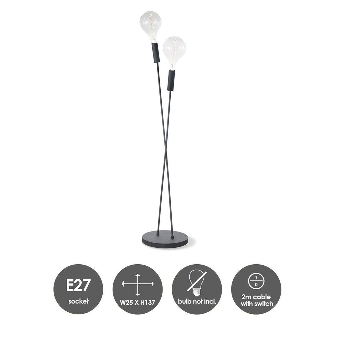 Home Sweet Home Twist 137 2L Vloerlamp zand zwart - Design Vloerlamp