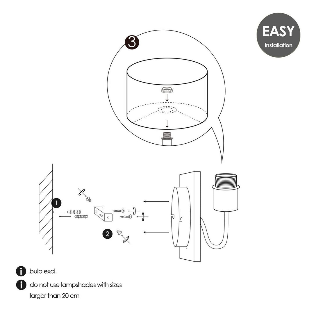 Home Sweet Home Wandlamp - Drift E27 Lampenkap grijs 20cm