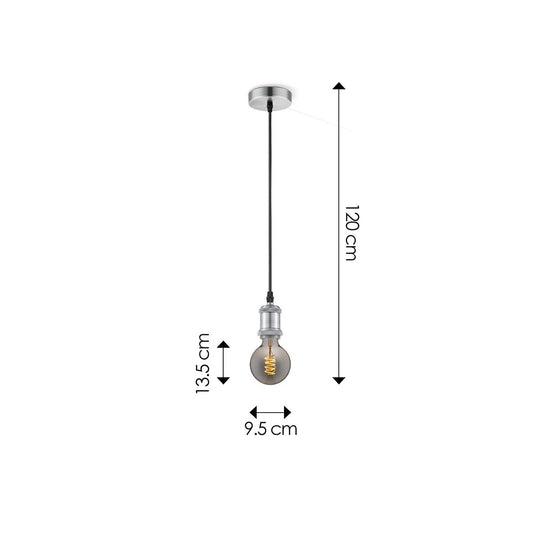 Home Sweet Home hanglamp chroom vintage - G125 - dimbaar E27 rook