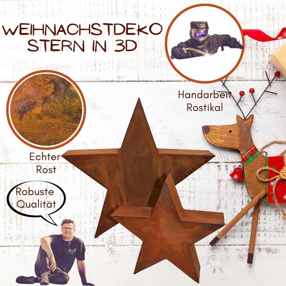 Kerstmis | Roestster in 3D | Kerstdecoratiester van metaal