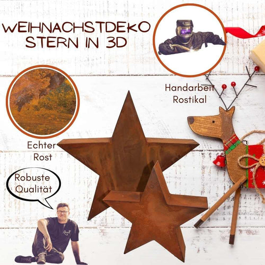 Kerstmis | Roestster in 3D | Kerstdecoratiester van metaal