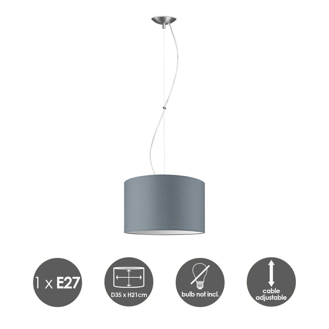 Home Sweet Home hanglamp Deluxe met lampenkap, E27, grijs, 35cm