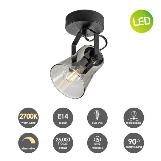 Home Sweet Home LED Wandspot Edge - incl. dimbare LED lamp - zwart