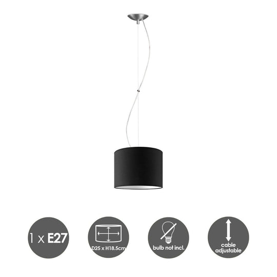 Home Sweet Home hanglamp Deluxe met lampenkap, E27, zwart, 25cm