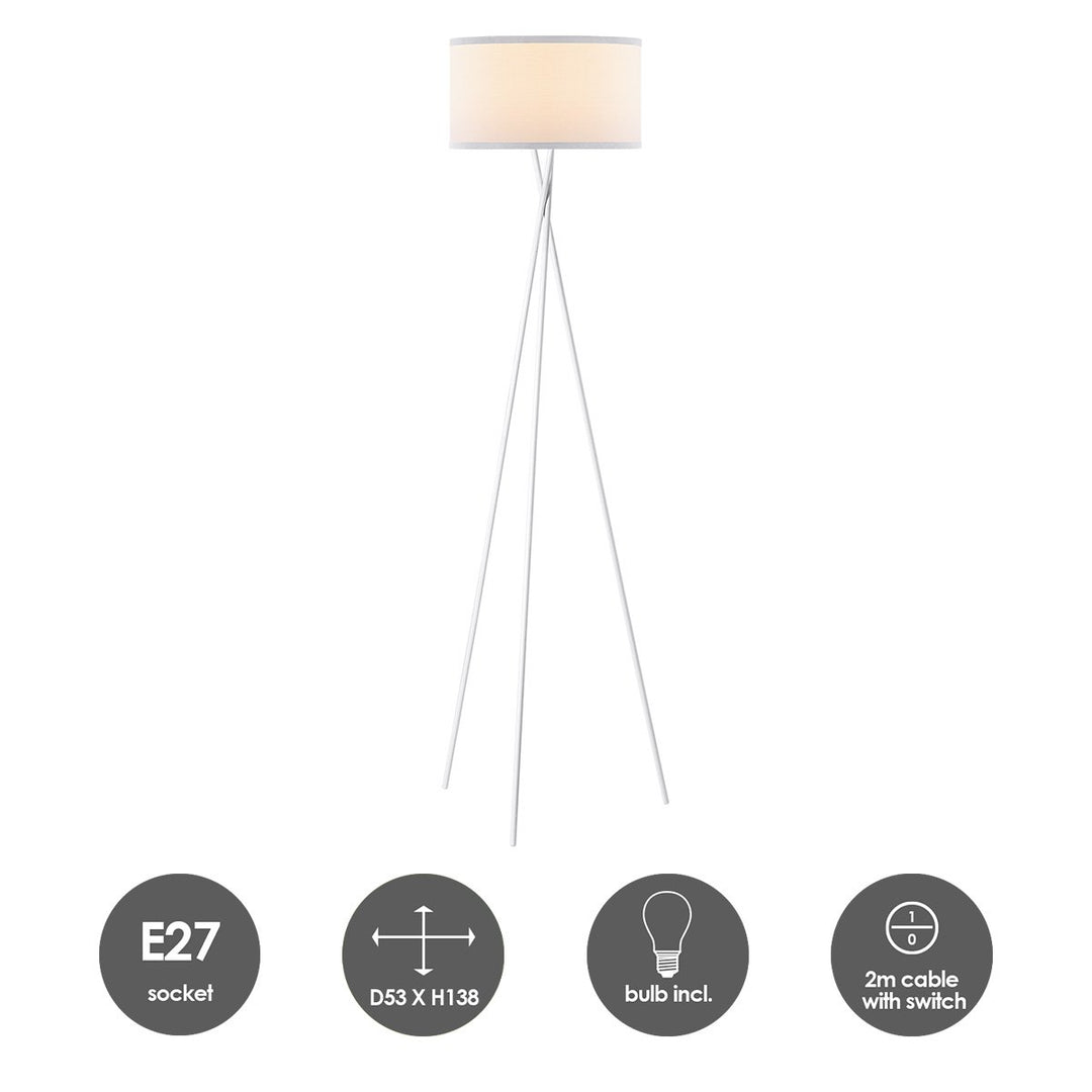 Home Sweet Home Moderne Vloerlamp - Lampenkap  Wit - 53x53x138