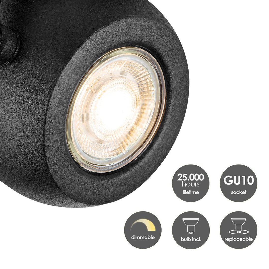 Home Sweet Home LED Opbouwspot Nop 3 - incl. dimbare LED lamp - zwart