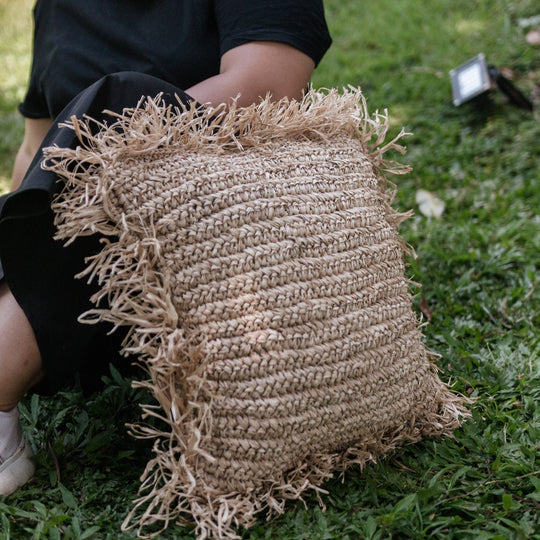 Sierkussen met vulling | Decoratief Kussen | Sofa Kussen GANDI gemaakt van Raffia