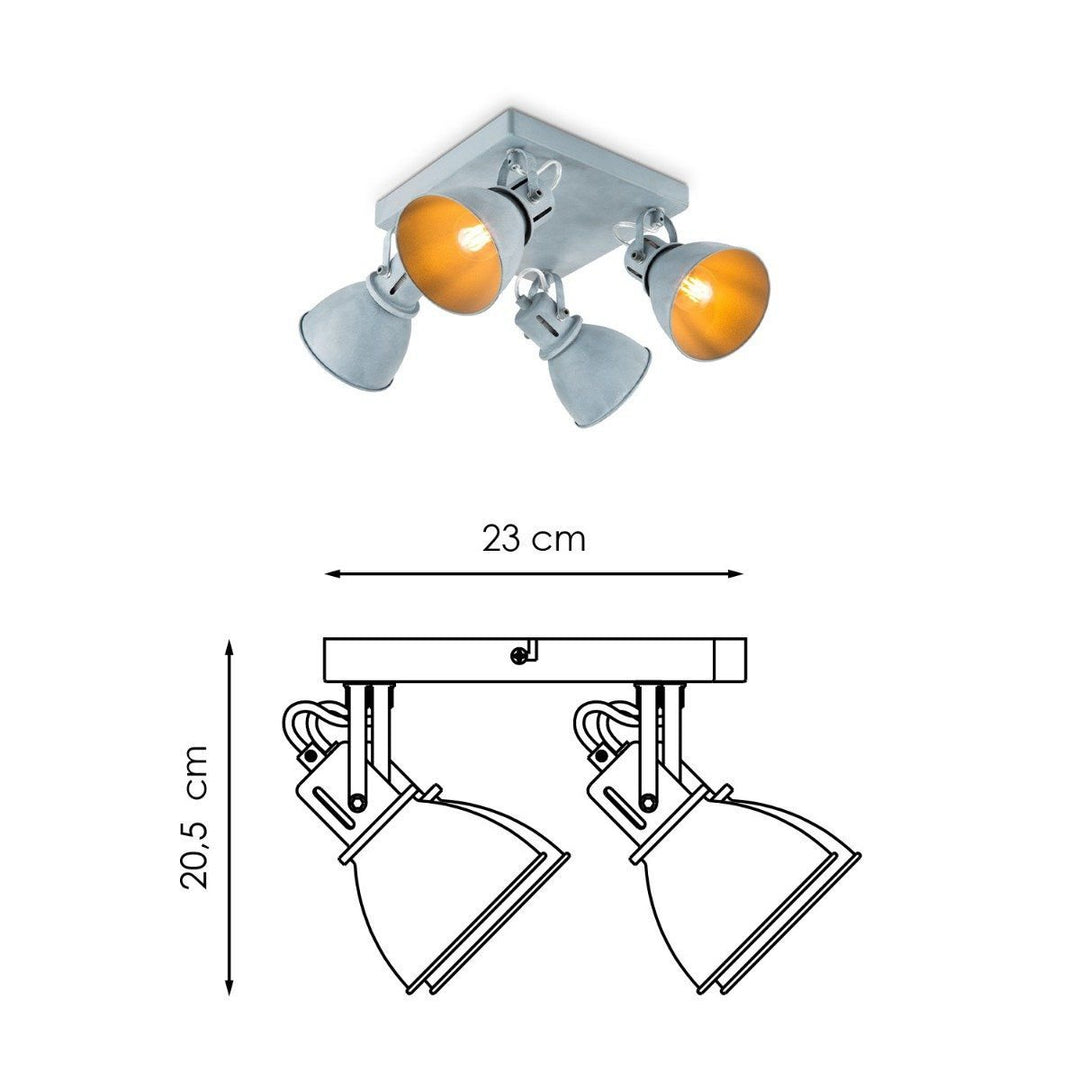 Home Sweet Home LED Opbouwspot Fama 4 - incl. dimbare LED lamp - beton