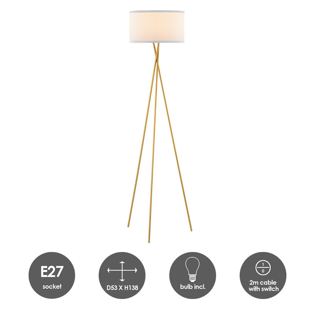 Home Sweet Home Moderne Vloerlamp - Lampenkap Wit - 53x53x138