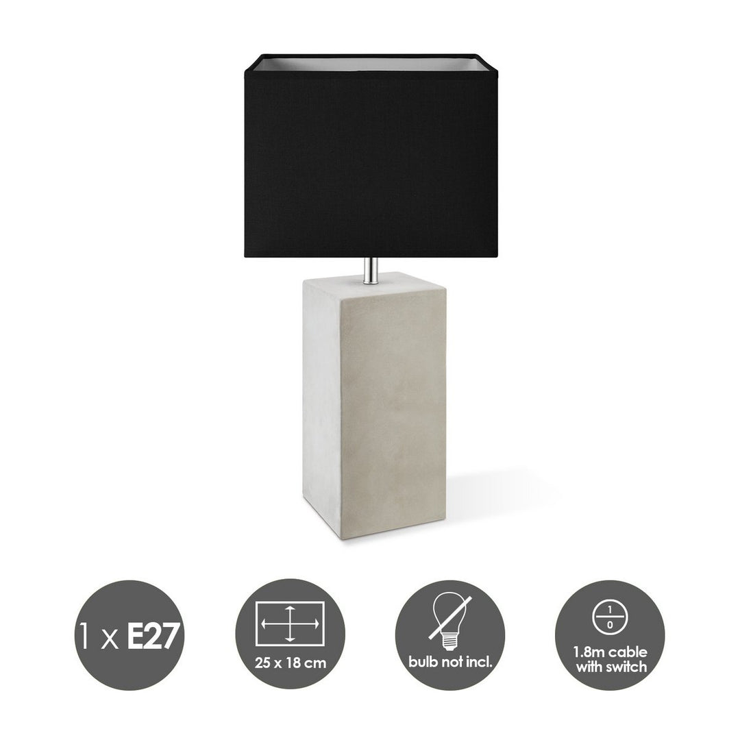 Home Sweet Home Tafellamp Block - Pillar Beton Voet Lampenkap zwart