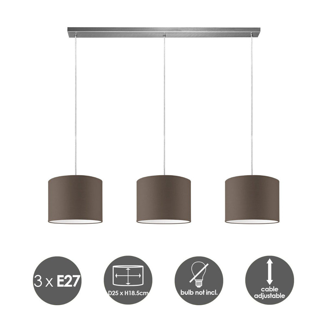 Home Sweet Home hanglamp Beam 3L, E27, taupe Lampenkap, 25cm