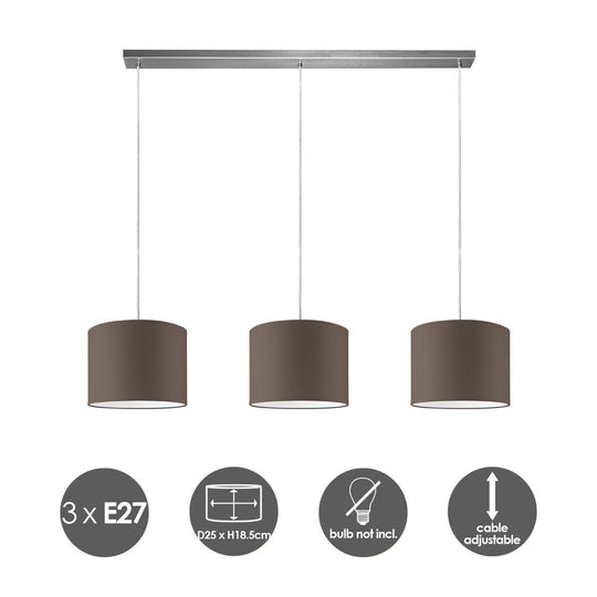 Home Sweet Home hanglamp Beam 3L, E27, taupe Lampenkap, 25cm