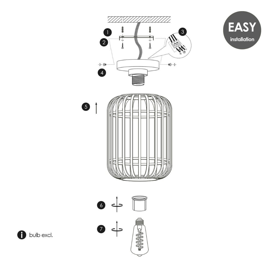 Home Sweet Home Plafondlamp met Bamboe kap 21,5 x 21,5 x 30 cm