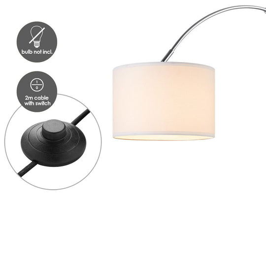 Home Sweet Home Moderne Boog Vloerlamp - Duke - Geborsteld Staal - Wit