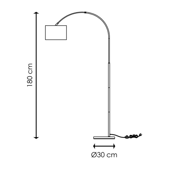 Home Sweet Home Moderne Boog Vloerlamp - Duke - Geborsteld Staal - Wit