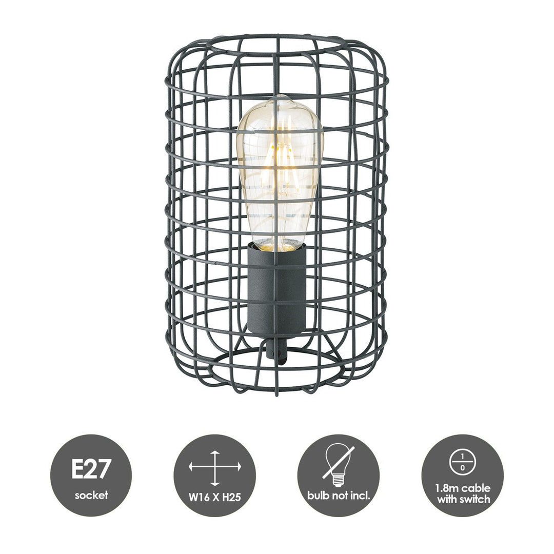 Home Sweet Home tafellamp Netting - Zwart - 16/16/25cm - bedlampje