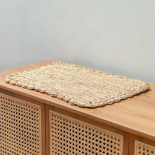 Placemat (set van 2, 4 of 6) 50x30 cm | Rechthoekige Boho Placemat KUARA Geweven van Raffia