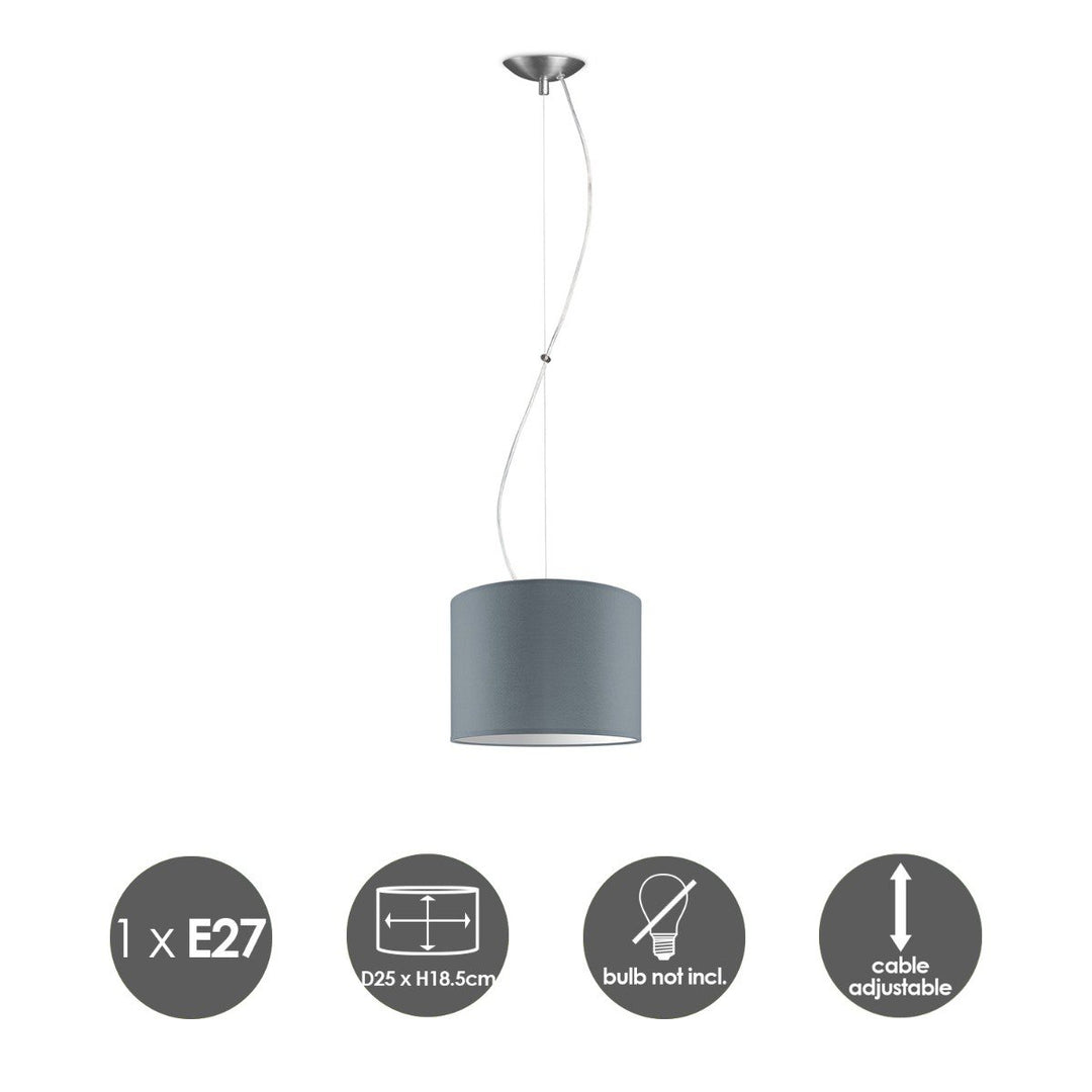 Home Sweet Home hanglamp Deluxe met lampenkap, E27, grijs, 25cm