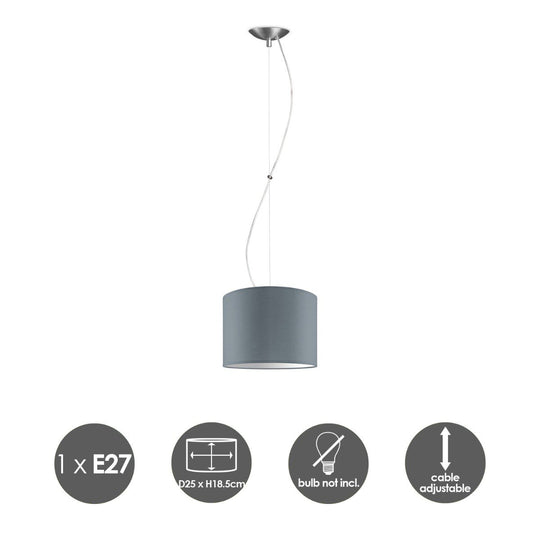 Home Sweet Home hanglamp Deluxe met lampenkap, E27, grijs, 25cm