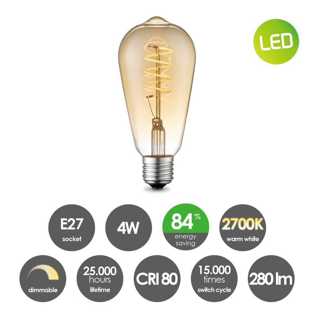 Home Sweet Home dimbare Led Drop Spiraal E27 4W 280Lm 2700K Helder